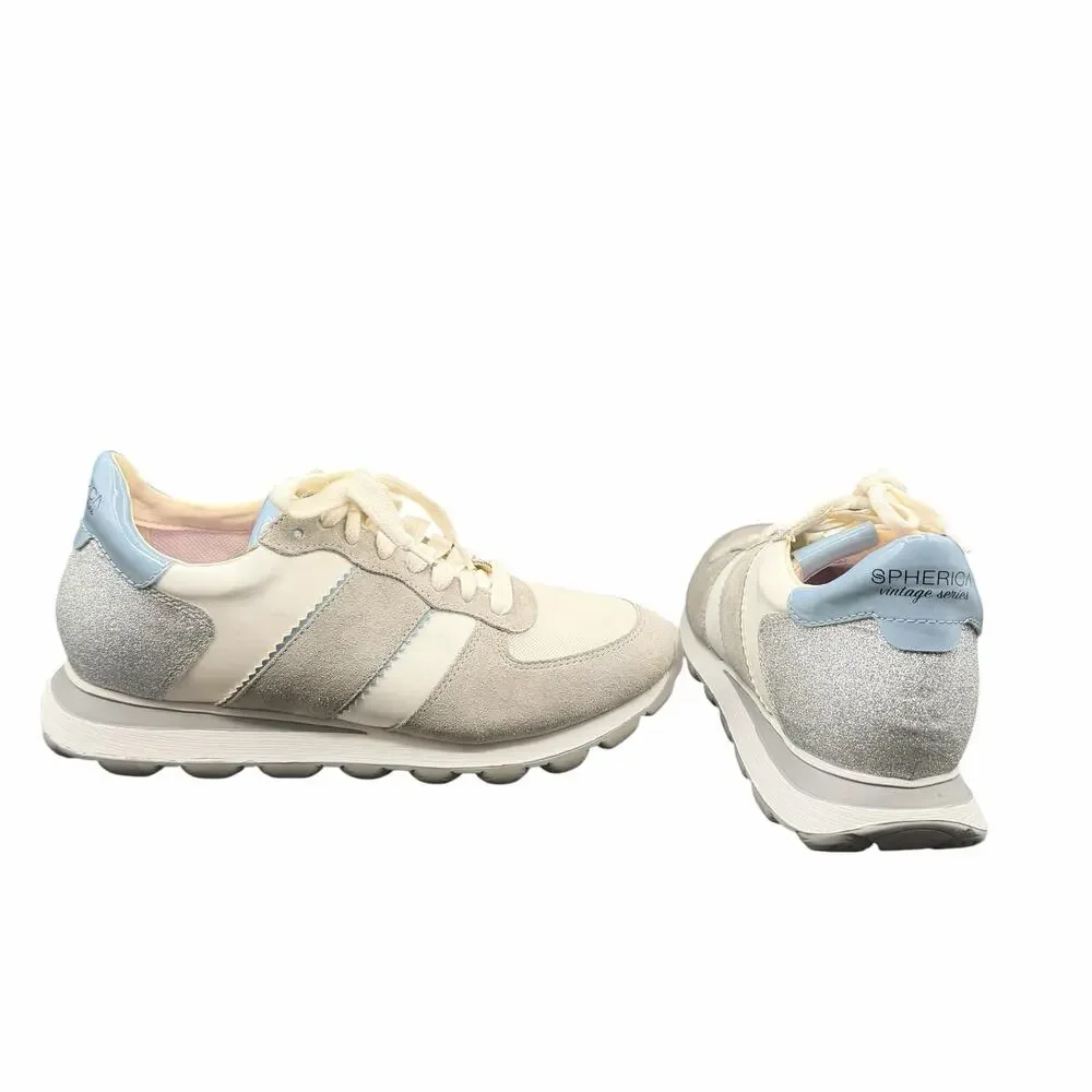 Geox D Spherica VSeries Sneakers White Grey Silver US 10 glitter heel